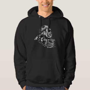 Retro Train Locomotive Railfan Hoodie
