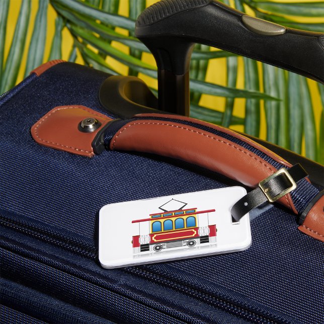 Retro Tram Illustration Luggage Tag (Creator Uploaded)