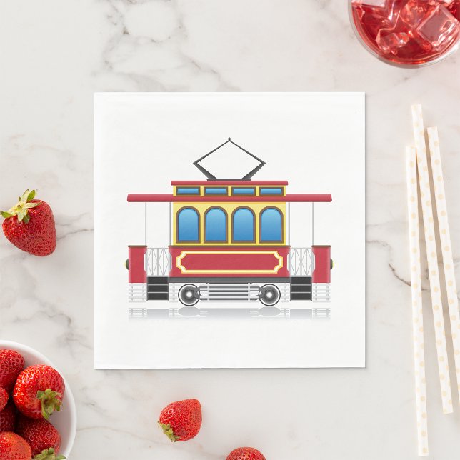 Retro Tram Illustration Napkin (Creator Uploaded)