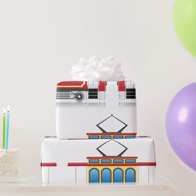 Retro Tram Illustration Wrapping Paper (Creator Uploaded)