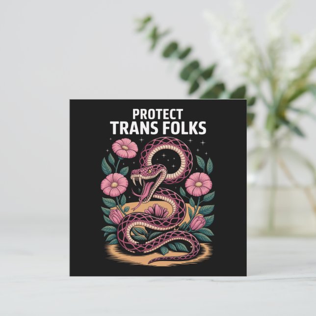 Retro Trans Pride Trans Right Protect Trans Folks Invitation (Standing Front)