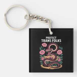 Retro Trans Pride Trans Right Protect Trans Folks Key Ring