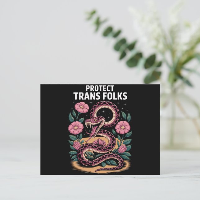 Retro Trans Pride Trans Right Protect Trans Folks Postcard (Standing Front)