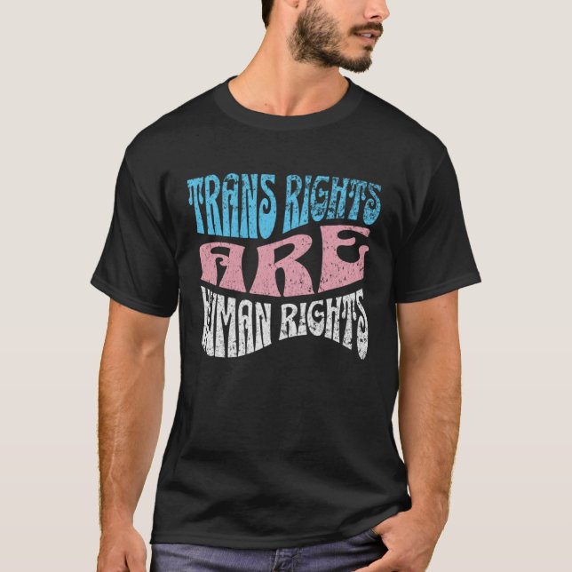 Retro Trans Right are Human Rights Transgender LGB T-Shirt (Front)
