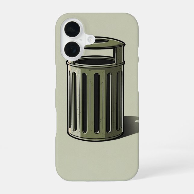 Retro Trash Can Simple iPhone 16 Case (Back)