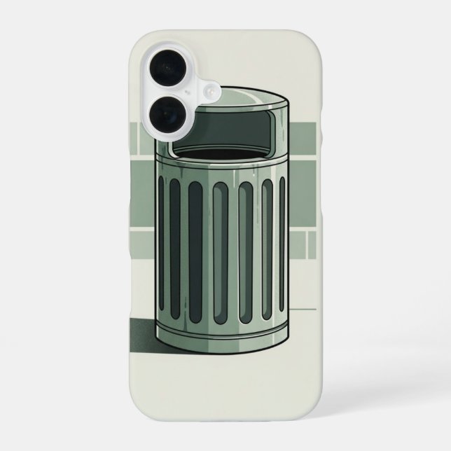 Retro Trash Can Simple iPhone 16 Case (Back)