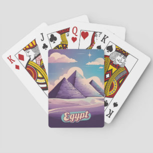 Retro Travel 80s Synthwave Ancient Egypt Pyramid Playing Cards