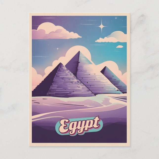 Retro Travel 80s Synthwave Ancient Egypt Pyramid Postcard (Front)