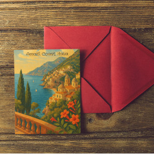 Retro Travel Amalfi Coast Italia Postcard