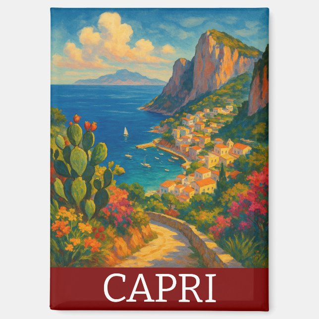 Retro Travel Capri Italy Scenery Magnet (Front)