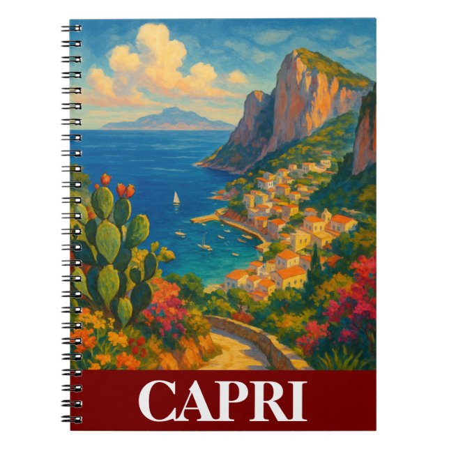 Retro Travel Capri Italy Scenery Notebook (Front)