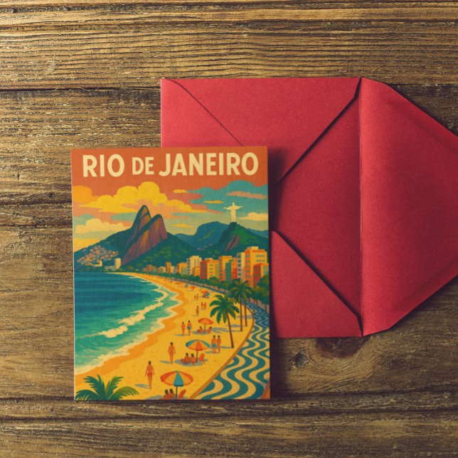 Retro Travel Copacabana Rio de Janeiro Brazil  Postcard (Retro Travel Copacabana Rio de Janeiro Brazil Postcard)