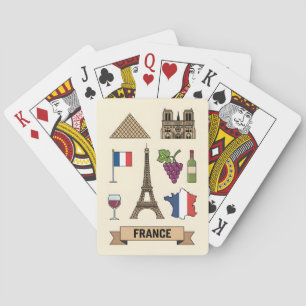 Retro Travel France Iconic Symbols  Playing Cards