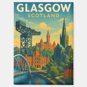 Retro Travel Glasgow Scotland  Magnet