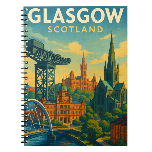 Retro Travel Glasgow Scotland  Notebook (Front)