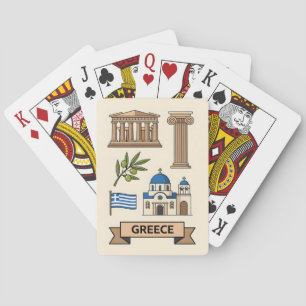 Retro Travel Greece Iconic National Symbols Playing Cards