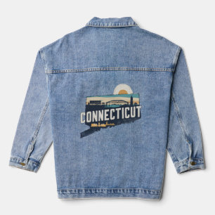 Retro Travel Iconic Connecticut Graphic Denim Jacket
