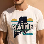 Retro Travel Iconic Maine Graphic T-Shirt<br><div class="desc">Celebrate the Pine Tree State with this Retro Travel Iconic Maine Graphic T-Shirt. Featuring a vintage-inspired design that captures the rugged beauty and unique charm of Maine, this shirt is perfect for travelers and residents alike. Made from high-quality materials for a comfortable fit, it's ideal for casual outings, travel, and...</div>