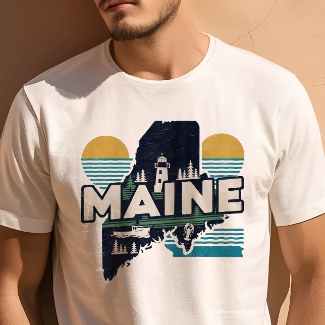 Retro Travel Iconic Maine Graphic T-Shirt (Creator Uploaded)