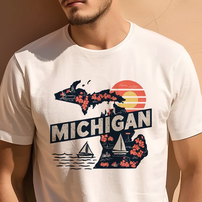 Retro Travel Iconic Michigan Graphic T-Shirt (Creator Uploaded)