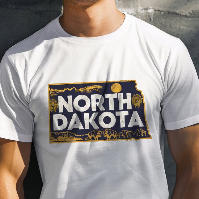 Retro Travel Iconic North Dakota Graphic T-Shirt (Creator Uploaded)