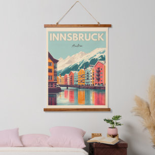 Retro travel Innsbruck Tyrol - Austrian alps gifts Hanging Tapestry