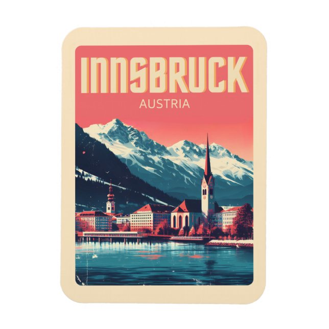 Retro travel Innsbruck Tyrol - Austrian alps gifts Magnet (Vertical)