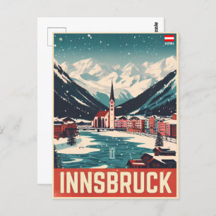 Retro travel Innsbruck Tyrol - Austrian alps gifts Postcard