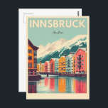 Retro travel Innsbruck Tyrol - Austrian alps gifts Postcard<br><div class="desc">"Innsbruck Skyline"
"Austrian Alps"
"Innsbruck Travel"
"Tyrol,  Austria"
"Innsbruck Souvenirs"
"Innsbruck Mountains"
"Tyrolean Culture"
"Winter Sports Innsbruck"
"Innsbruck Cityscape"
"Austria Landscape"</div>
