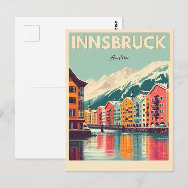 Retro travel Innsbruck Tyrol - Austrian alps gifts Postcard (Front/Back)