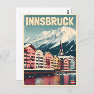 Retro travel Innsbruck Tyrol - Austrian alps gifts Postcard