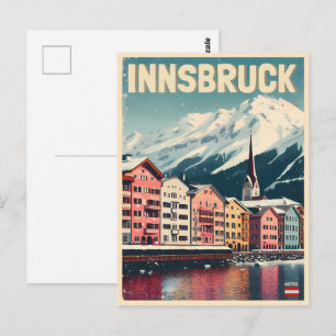 Retro travel Innsbruck Tyrol - Austrian alps gifts Postcard