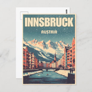 Retro travel Innsbruck Tyrol - Austrian alps gifts Postcard