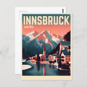 Retro travel Innsbruck Tyrol - Austrian alps gifts Postcard