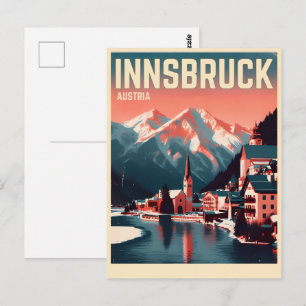 Retro travel Innsbruck Tyrol - Austrian alps gifts Postcard