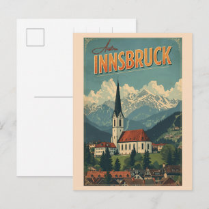 Retro travel Innsbruck Tyrol - Austrian alps gifts Postcard