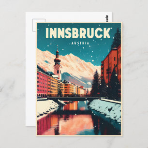 Retro travel Innsbruck Tyrol - Austrian alps gifts Postcard
