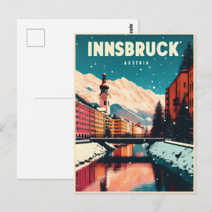 Retro travel Innsbruck Tyrol - Austrian alps gifts Postcard