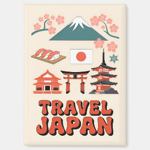 Retro Travel Japan Iconic National Symbols Magnet