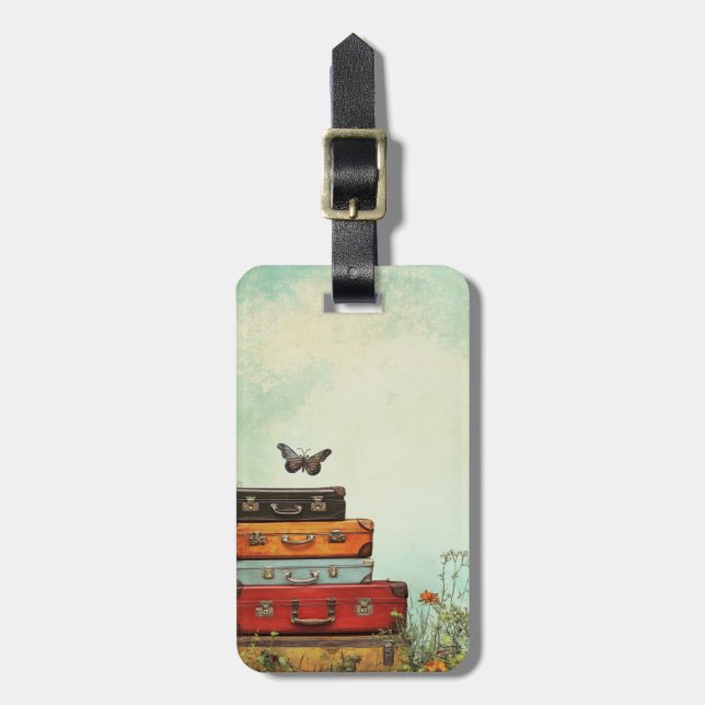 Retro Travel Luggage Tags (Front Vertical)