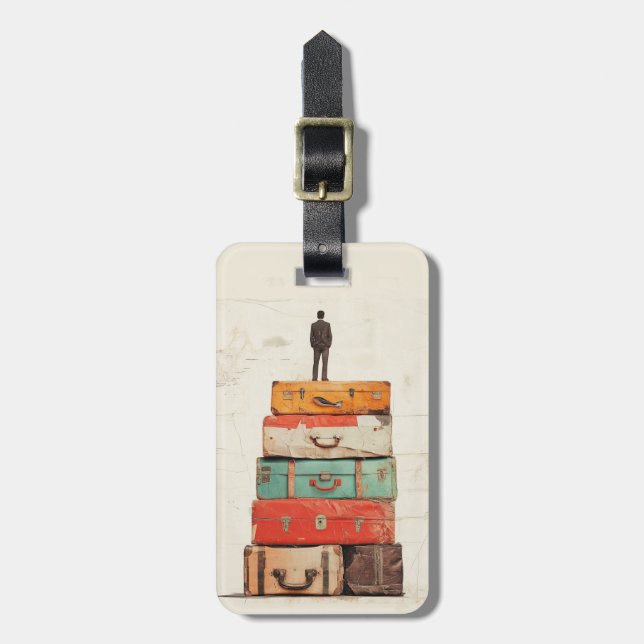 Retro Travel Luggage Tags (Front Vertical)