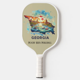 Retro Travel Map of Georgia State   Pickleball Paddle
