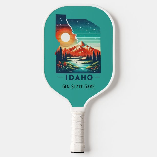 Retro Travel Map of Idaho State   Pickleball Paddle (Back)