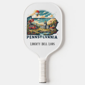Retro Travel Map of Pennsylvania State   Pickleball Paddle