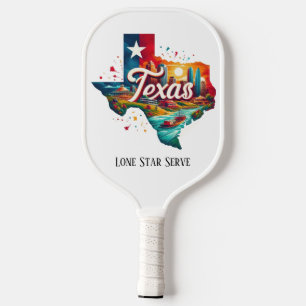 Retro Travel Map of Texas State Pickleball Paddle
