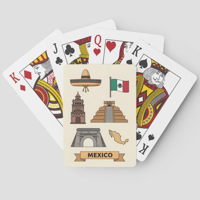 Retro Travel Mexico Iconic Symbols  Playing Cards (Back)