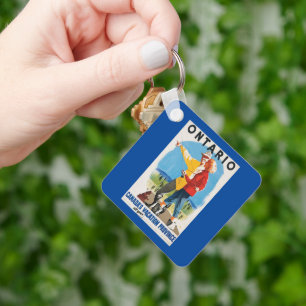 Retro Travel Ontario Poster Key Ring