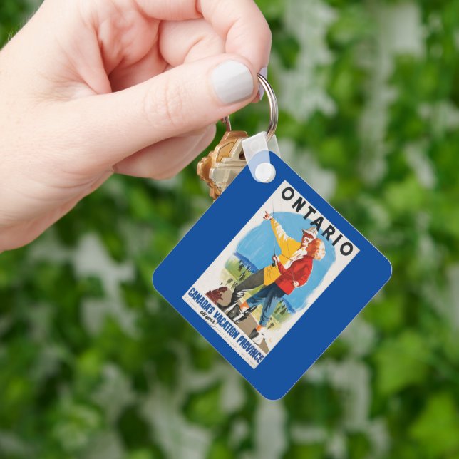 Retro Travel Ontario Poster Key Ring (Hand)
