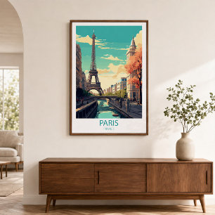 Retro Travel Paris France Destination Wall Art