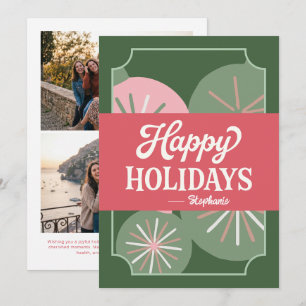 Retro Travel Photo Happy Holidays Holiday Card